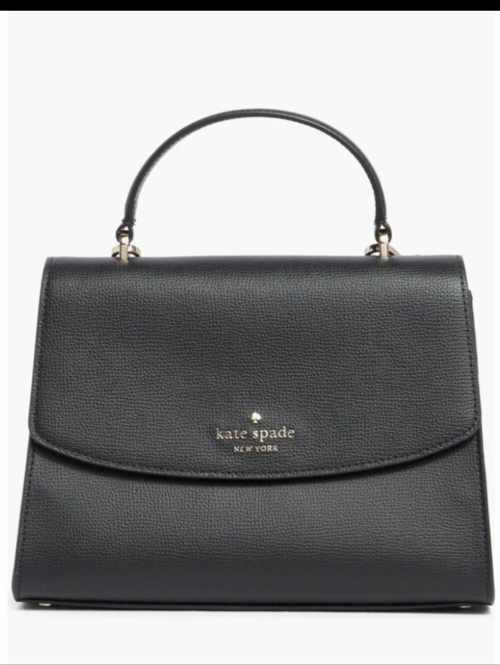 kate spade black leather top-handle satchel with gold hardware